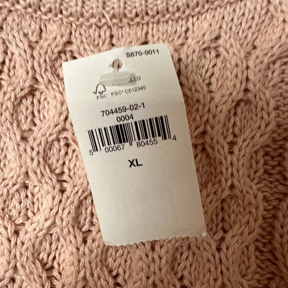 Gap sweater sz XL Light Pink Pullover Cable Knit 100% Cotton fisherman NEW - Picture 3 of 5